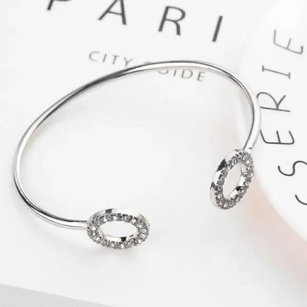 Ladies Silver Round Bangle Bracelet - Picture 2 of 4